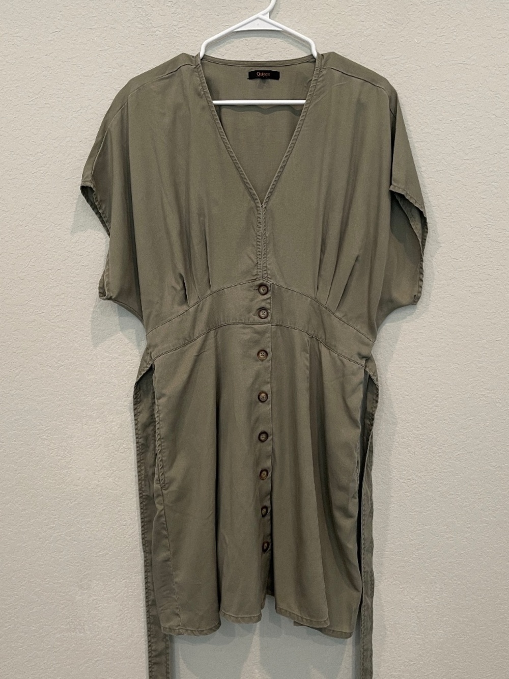 Quince Button Front ALine Dress Women's size Large  Vintage Wash w Pockets